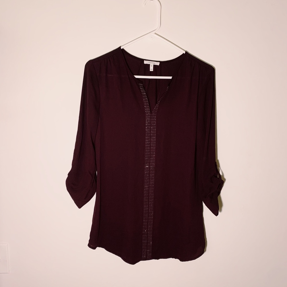 Burgundy 3/4 sleeve blouse